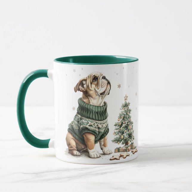 Caneca Árvore de Natal do Buldogue em Inglês (Esquerda)