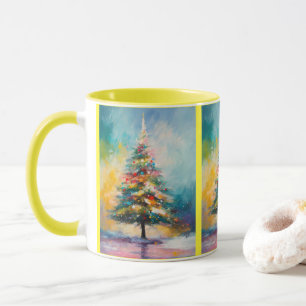 Caneca Árvore de Natal do Pastel Splattered Abstrato