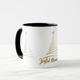Caneca Árvore de Natal em Arte de Linha Dourada