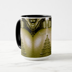 Caneca Árvore de Natal Férias Dourada