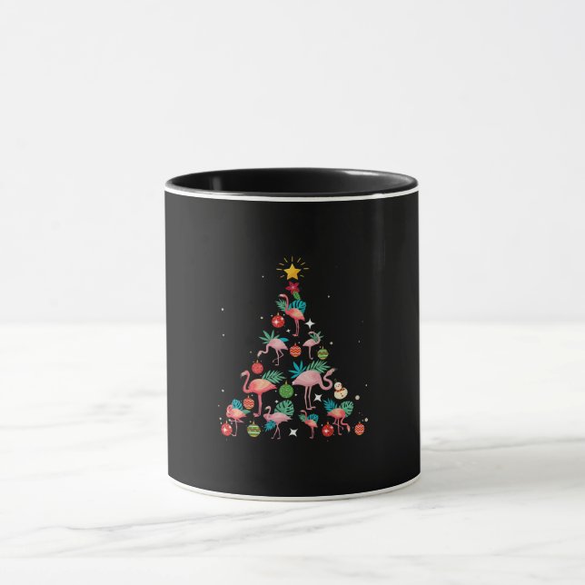 Caneca Árvore de Natal Flamingo Engraçada (Centro)