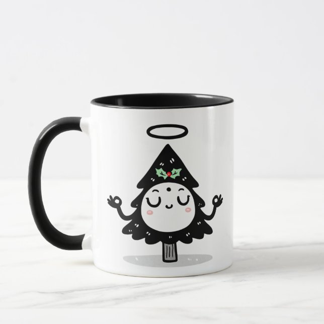 Caneca Árvore de Natal Flutuante – Fofa Meditação de Nata (Esquerda)