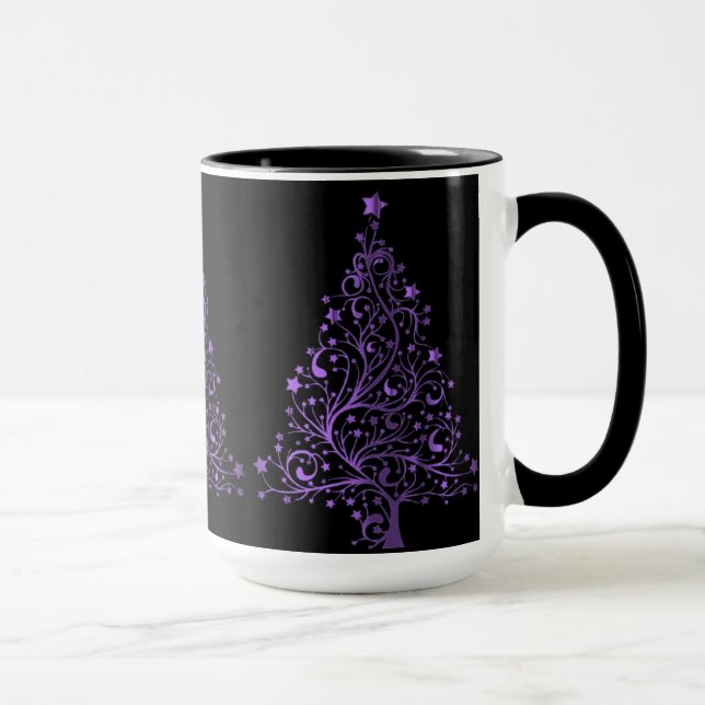 Caneca Árvore de Natal - Luminosa Roxa-Elegante Preta (Direita)