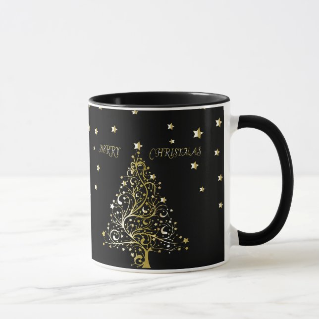 Caneca Árvore de Natal metálica estrelado bonita do ouro (Direita)