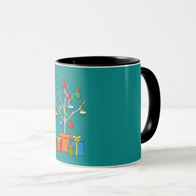 Caneca Árvore de Natal Mínima com Presentes (Frente Esquerda)