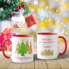 Caneca Árvore de Natal | Minimalista | Dourada prenda de