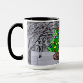 Caneca Árvore de Natal, Neve, Cena de Neve Combo Mug