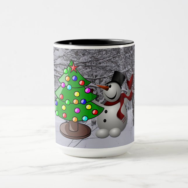 Caneca Árvore de Natal, Neve, Cena de Neve Combo Mug (Centro)