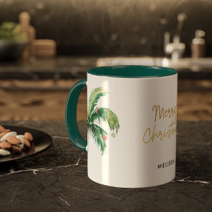 Caneca Árvore de Natal Palmeiras Feliz Natal Personalizad