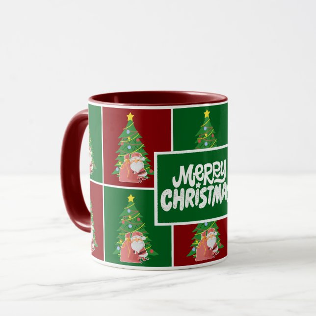 Caneca Árvore de Natal | PAPAIS NOEIS | verde vermelho (Frente Esquerda)