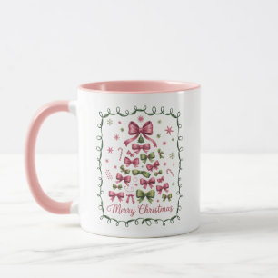 Caneca Árvore de Natal Pink Coquette Feminina Xmas Tendên