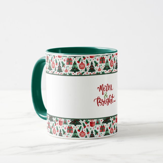 Caneca Árvore de Natal, presentes, cana doce (Frente Esquerda)