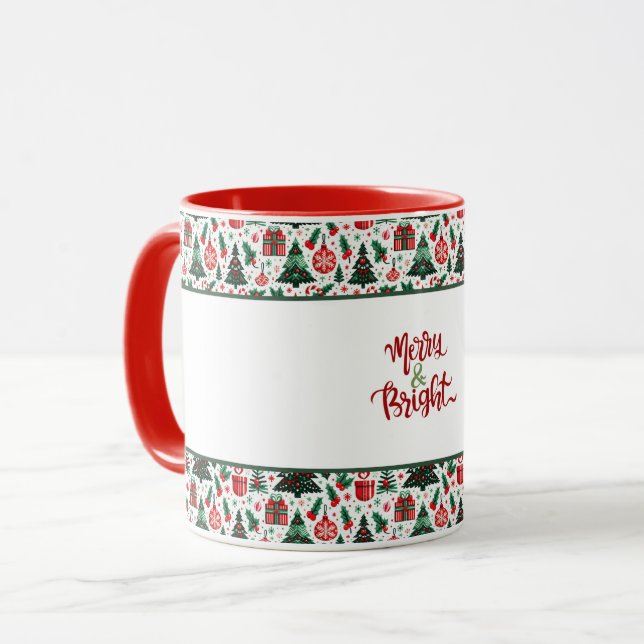 Caneca Árvore de Natal, presentes, cana doce (Frente Esquerda)
