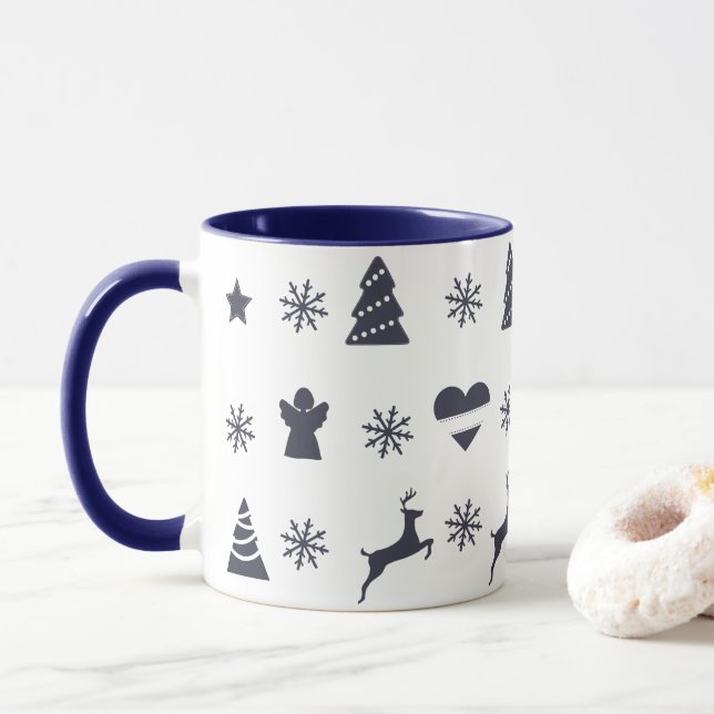 Caneca Árvore de Natal, renas, anjos e neve (Com Donut)
