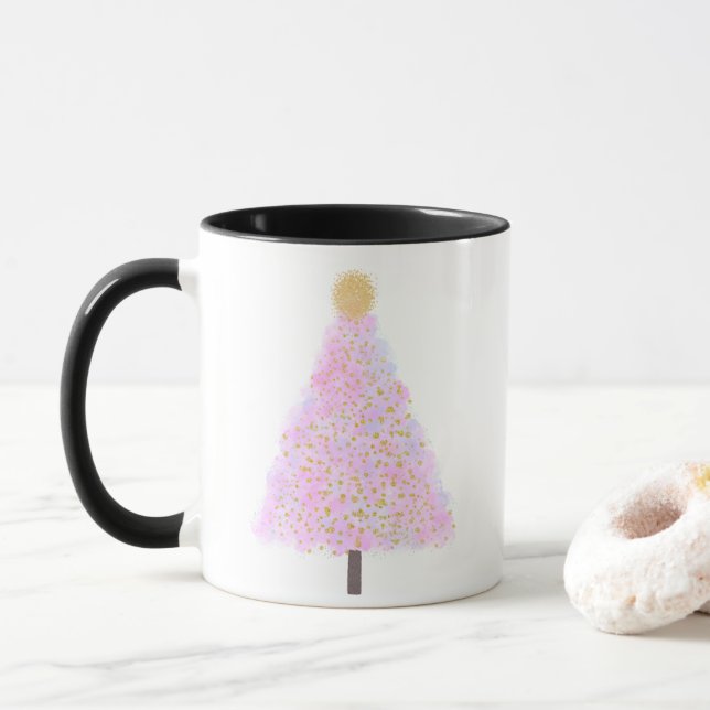 Caneca Árvore de natal rosa (Com Donut)