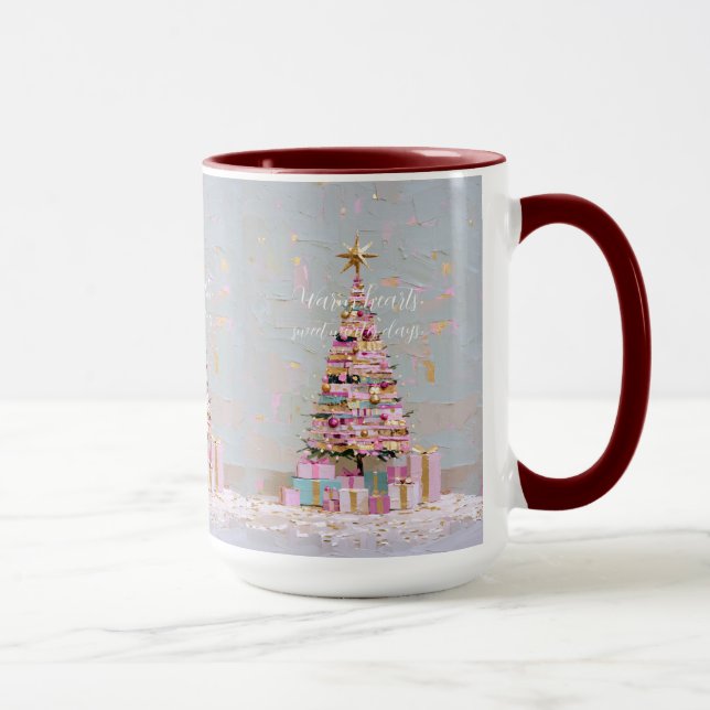 Caneca Árvore de Natal Rosa e Dourada Impasto (Direita)