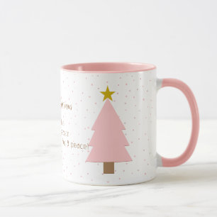 Caneca Árvore de Natal Rosa Solo, Gelada Elegante, Estrel