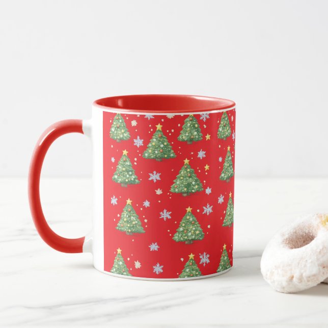 Caneca Árvore de Natal Vermelha (Com Donut)