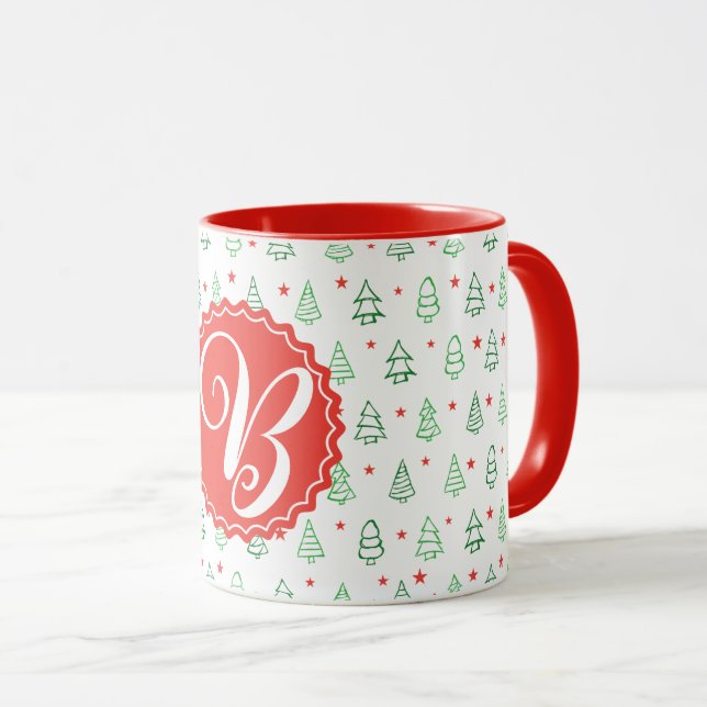 Caneca Árvore de Natal Vermelha e Verde (Frente Esquerda)