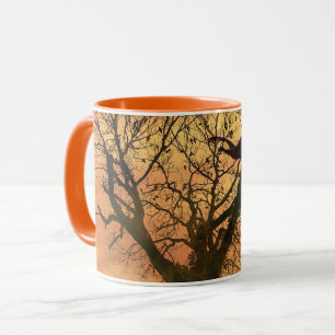 Caneca Árvore De Outono Com Mugura Ao Sol
