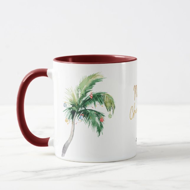 Caneca Árvore de Palma de Feriados de Natal Personalizado (Esquerda)