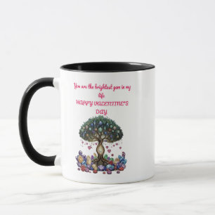 Caneca Árvore de Pedras Preciosas Brilhantes Feliz Dia do