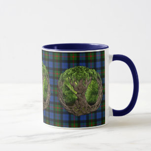 Caneca Árvore de vida celta e de Tartan de Gunn do clã