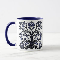 Árvore de Vida Floral #2 Azul e Branco Cobalto