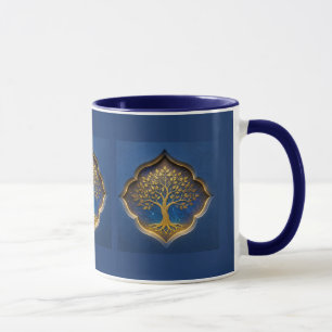 Caneca Árvore Dourada em Presente de Moldura Celestial
