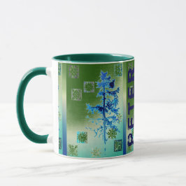 Caneca Árvore e Flocos de neve e seu nome