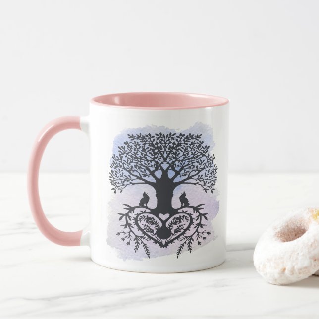 Caneca Árvore Folk Art da Vida (Com Donut)
