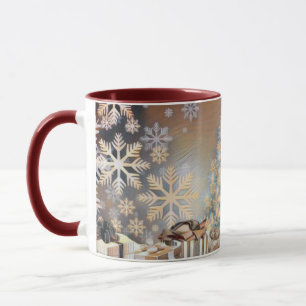 Caneca Árvore natalícia e dobras de Natal aquarela
