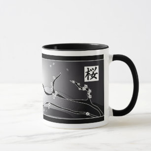 Caneca Árvore preta da flor de cerejeira