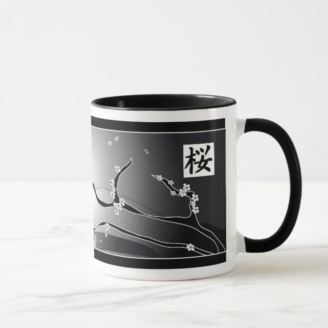 Caneca Árvore preta da flor de cerejeira (Direita)