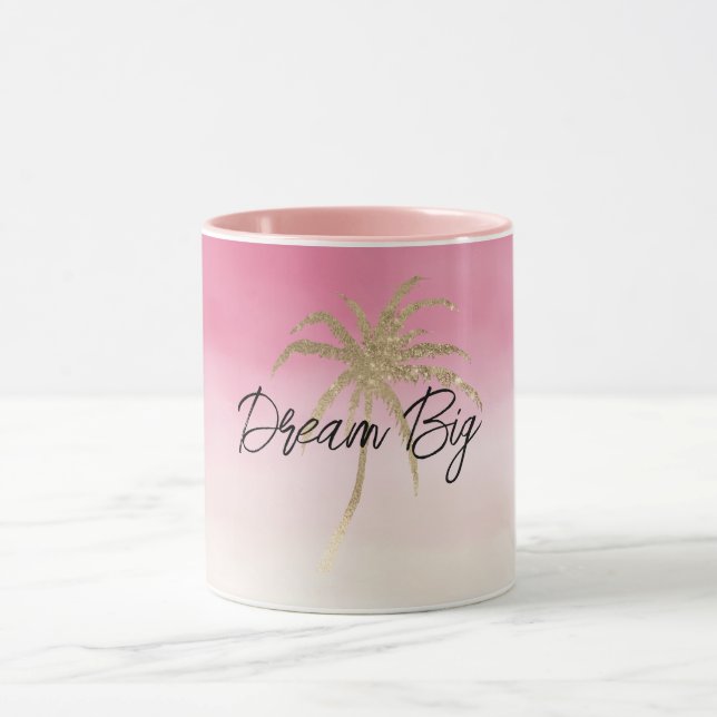 Caneca Árvore Tropical Dourada de Palma Rosa Pêssego (Centro)
