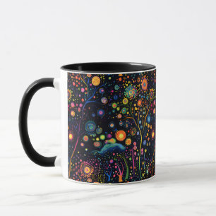 Caneca Árvores Coloridas Brilhantes Whimsical