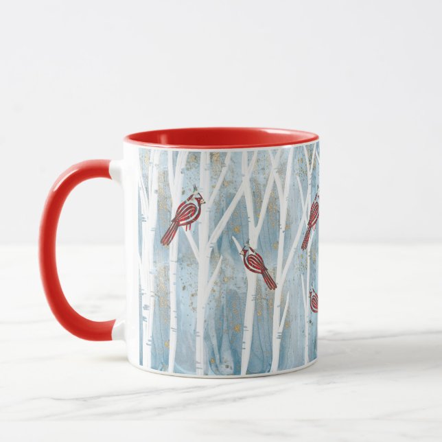 Caneca Árvores de Aves da Floresta de inverno e Cardeal V (Esquerda)