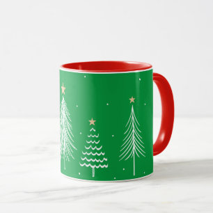 Caneca Árvores de Natal Brancas Festivas