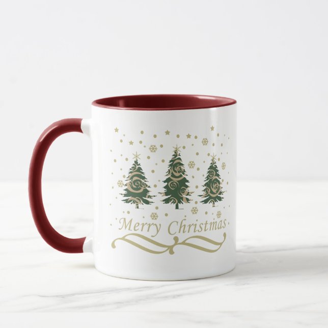 Caneca Árvores de Natal de Pinheiro Modernas Decoradas (Esquerda)