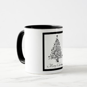 Caneca Árvores de Natal Dual Black and White Minimalíst