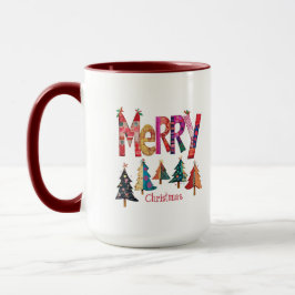 Caneca Árvores de Natal felizes