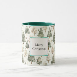 Caneca Árvores de Natal Green Cream