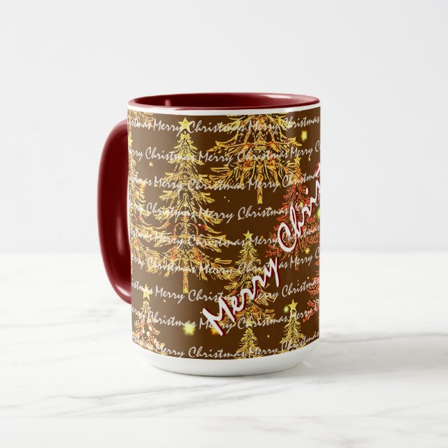 Caneca Árvores de Natal Luxuosas Festivas de Natal (Frente Esquerda)