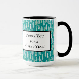 Caneca Árvores de Natal Pintadas Aqua White Blue Teal