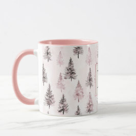 Caneca Árvores de Natal Rosa Monograma