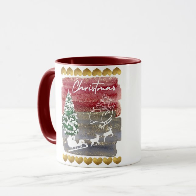 Caneca Árvores de Natal vintage (Frente Esquerda)