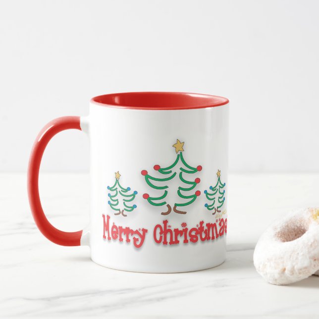 Caneca Árvores de Natal "Whimsical" (Com Donut)