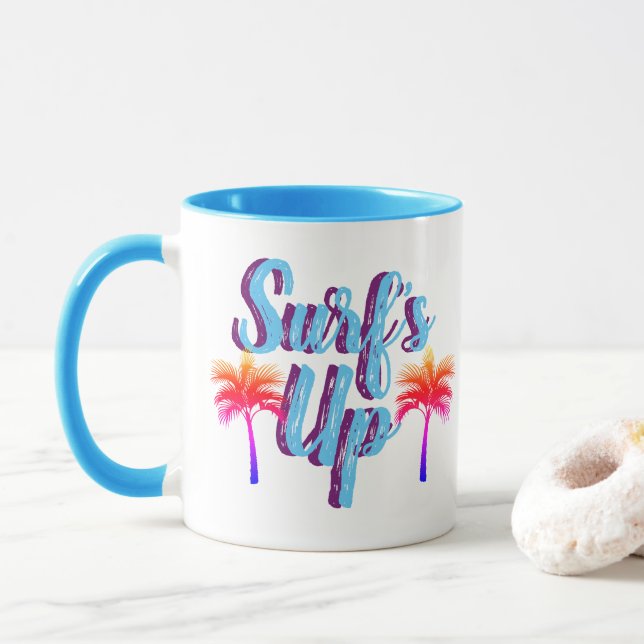 Caneca Árvores de Palma Sunset do Surf Trendy Up (Com Donut)