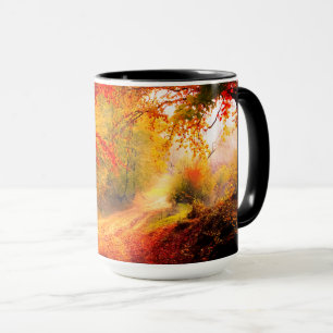 Caneca Árvores de Pássaros Caem Laranja Autumn Leaves Pai