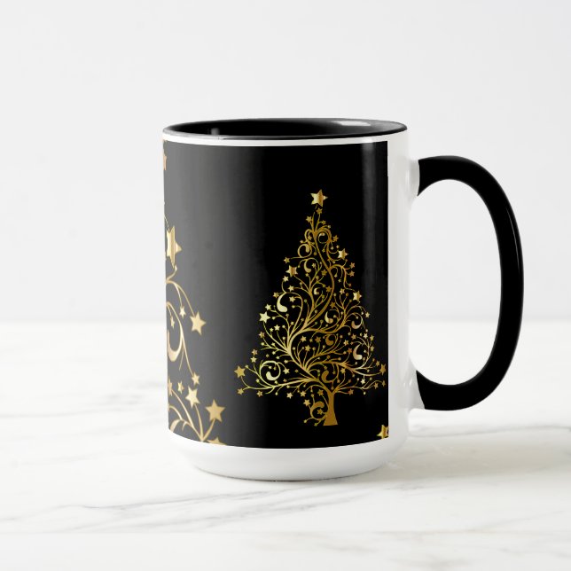 Caneca Árvores Douradas de Chic Black Árvores de Na moda  (Direita)